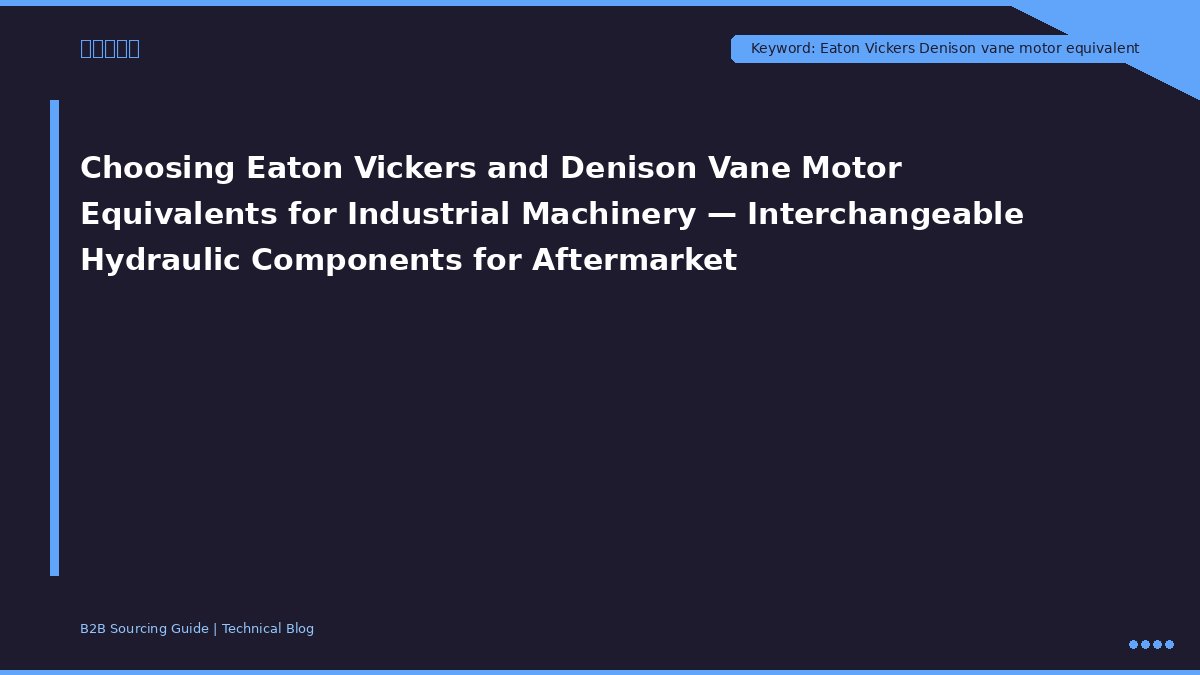 Choosing Eaton Vickers and Denison Vane Motor Equivalents for Industrial Machinery — Interchangeable Hydraulic Components for Aftermarket
