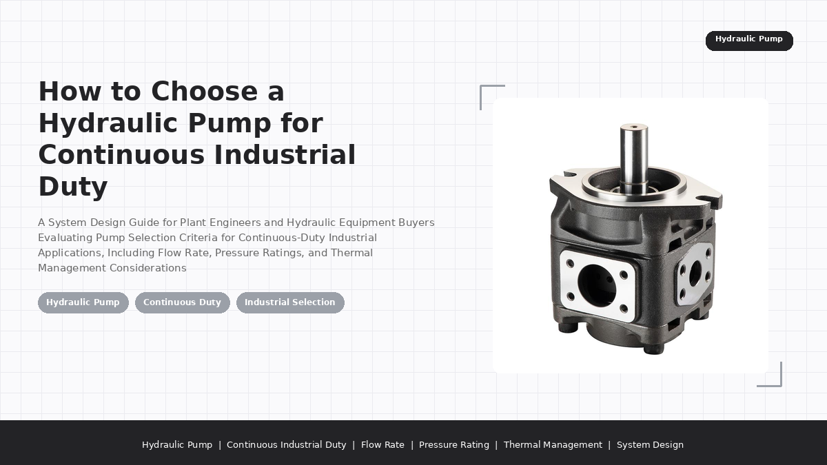 How to Choose a Hydraulic Pump for Continuous Industrial Duty